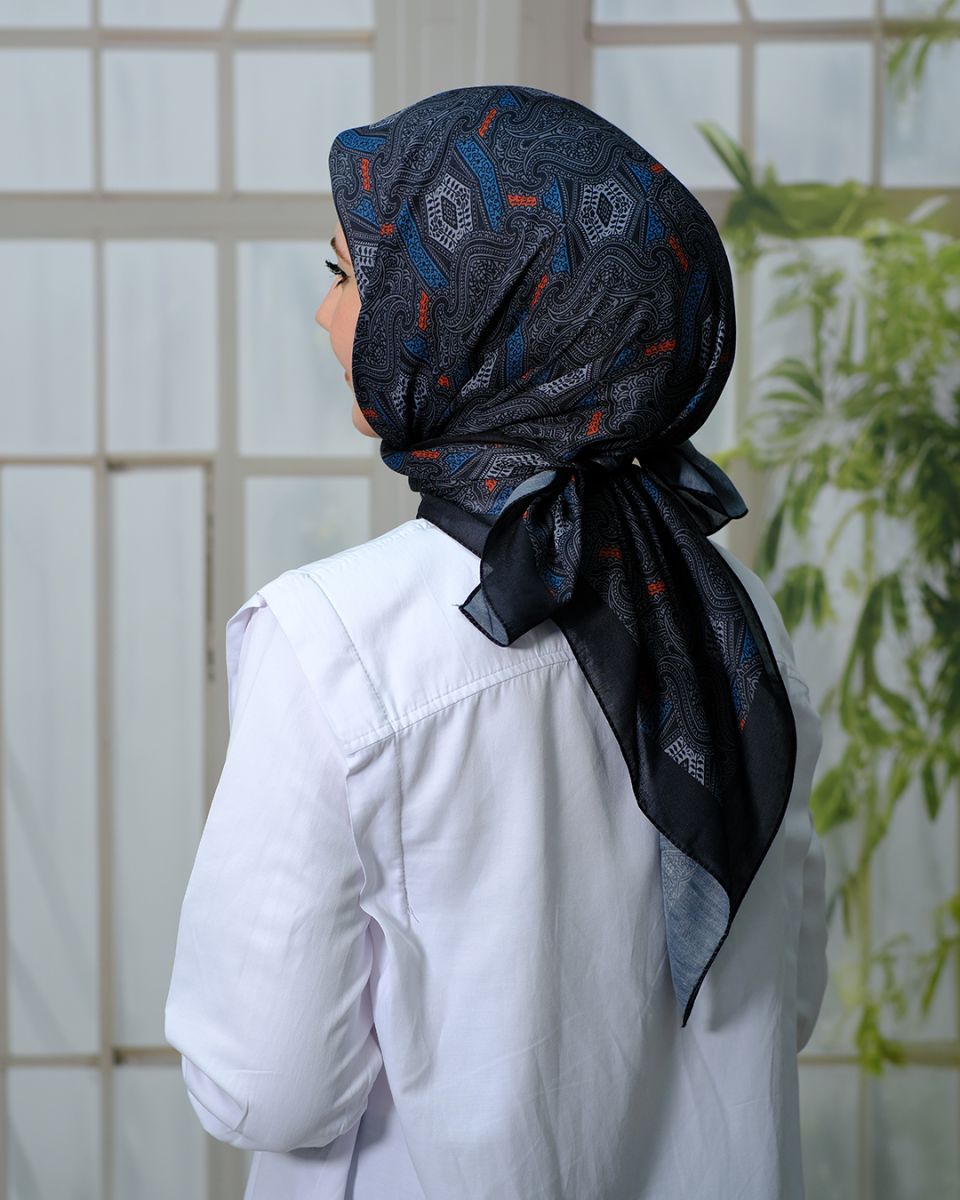 Pamuklu 120cm x 120cm Eşarp - Füme