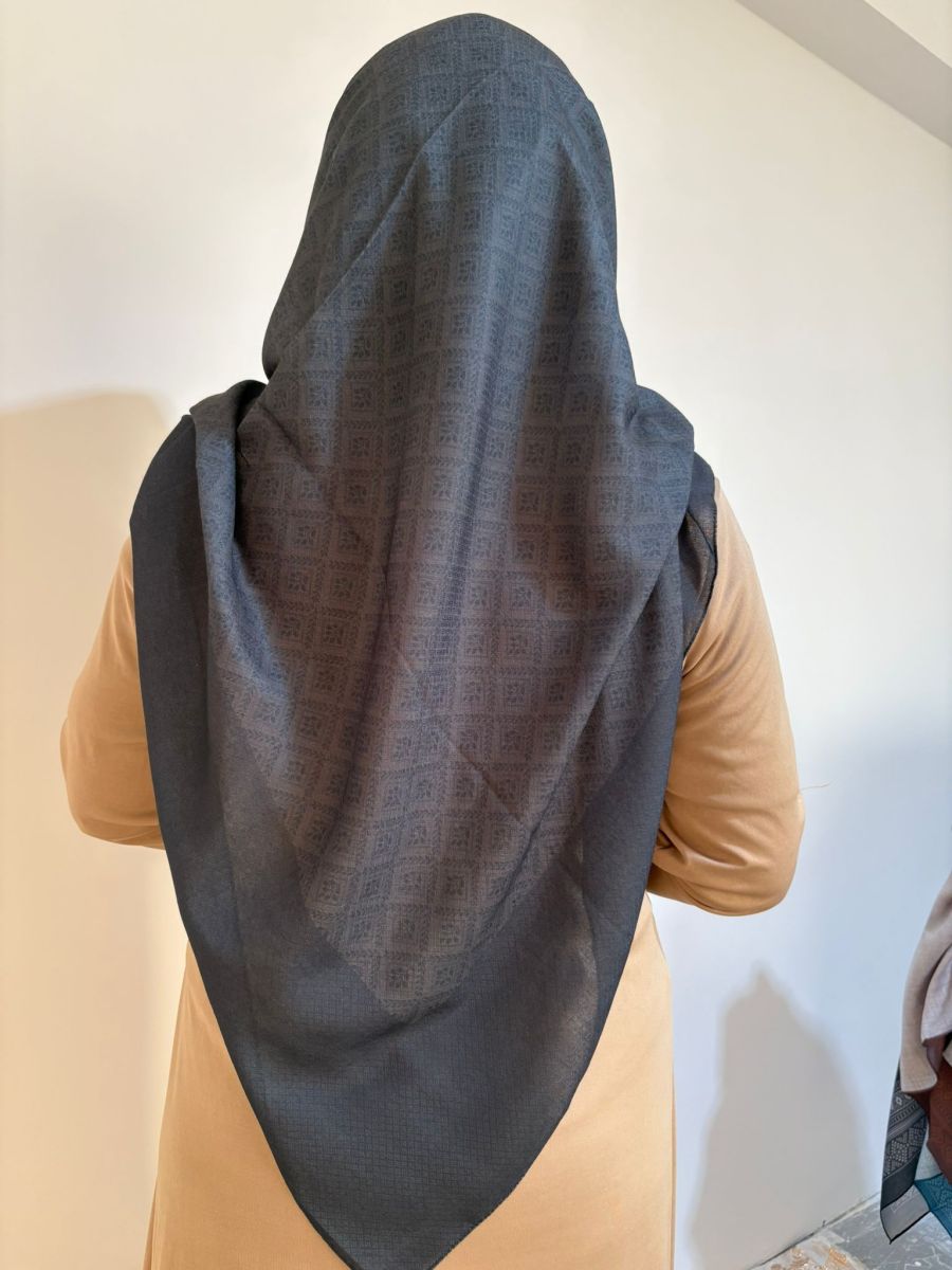 Pamuklu 120cm x 120cm Eşarp Gece Mozaik Füme