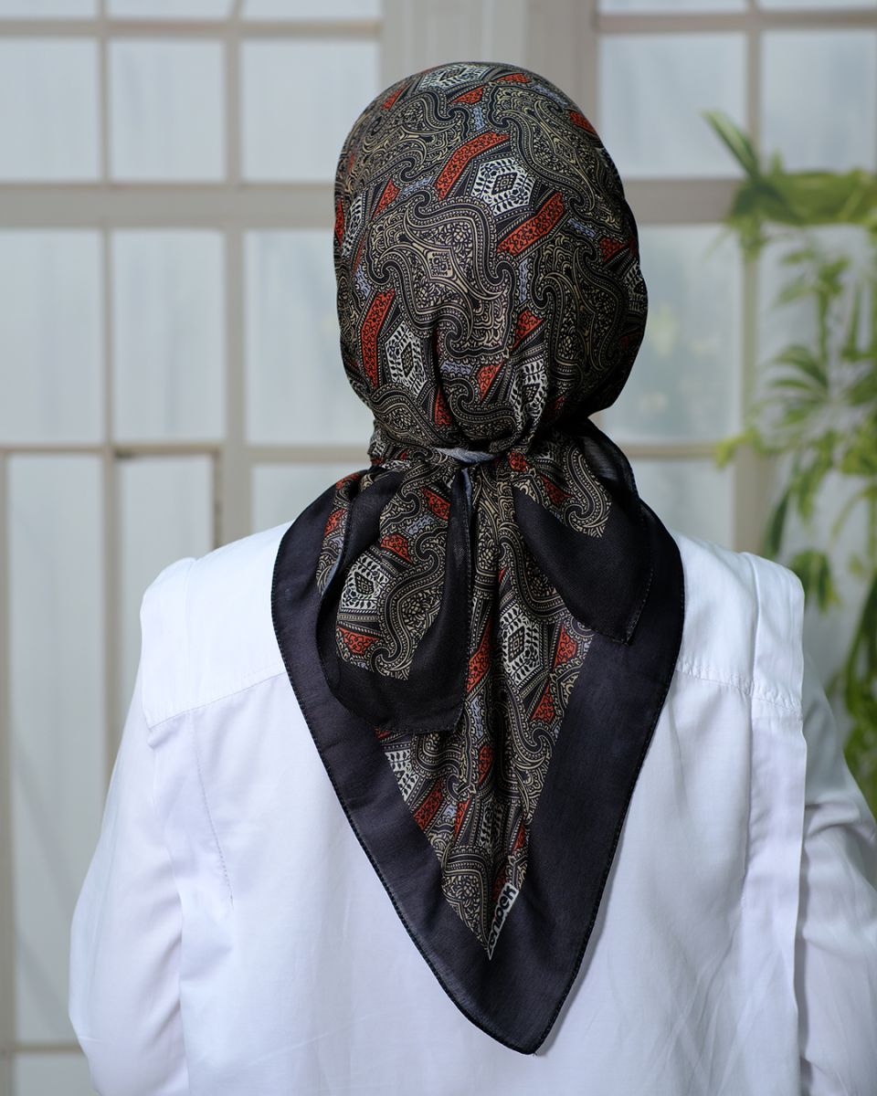 Pamuklu 120cm x 120cm Eşarp - Gri Taba