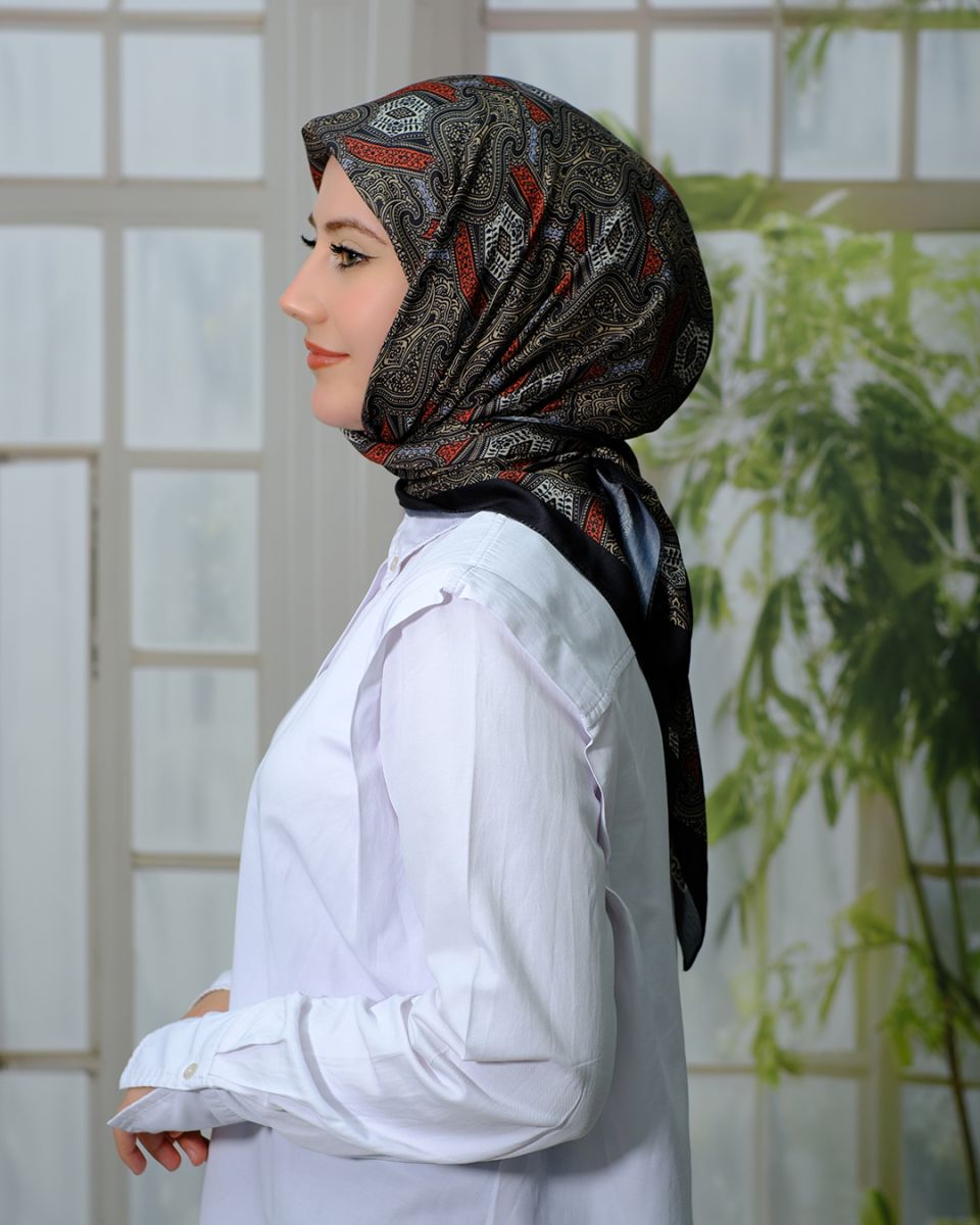 Pamuklu 120cm x 120cm Eşarp - Gri Taba