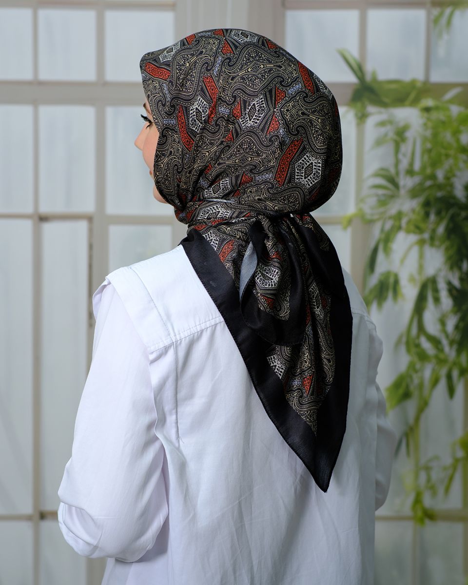 Pamuklu 120cm x 120cm Eşarp - Gri Taba