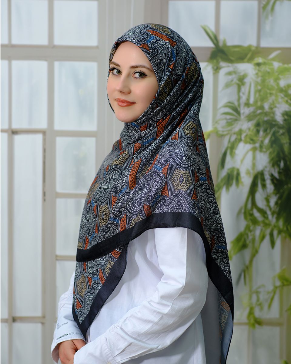 Pamuklu 120cm x 120cm Eşarp - Gri Tarçın