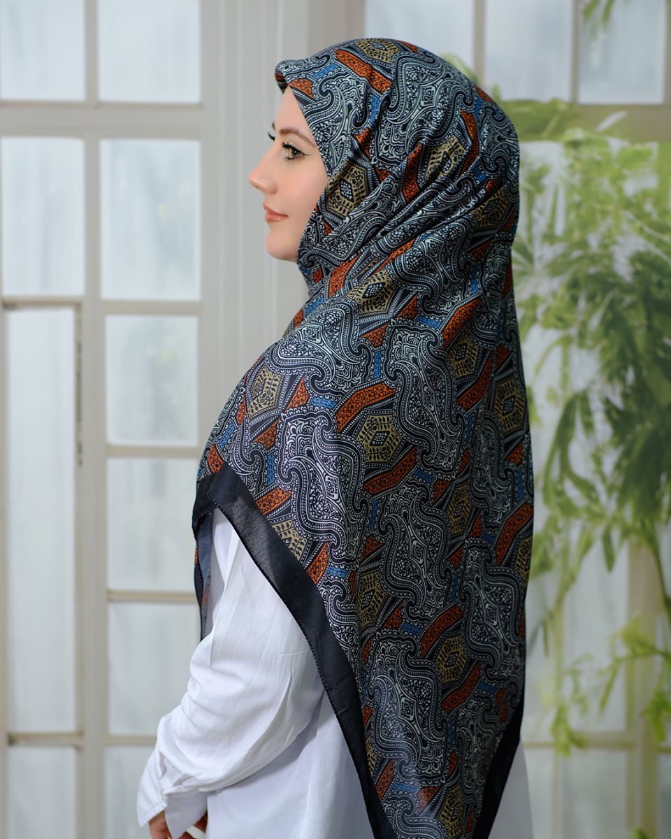 Pamuklu 120cm x 120cm Eşarp - Gri Tarçın
