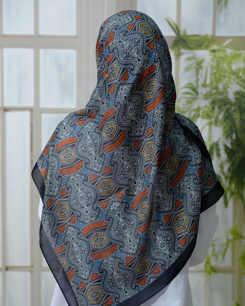 Pamuklu 120cm x 120cm Eşarp - Gri Tarçın