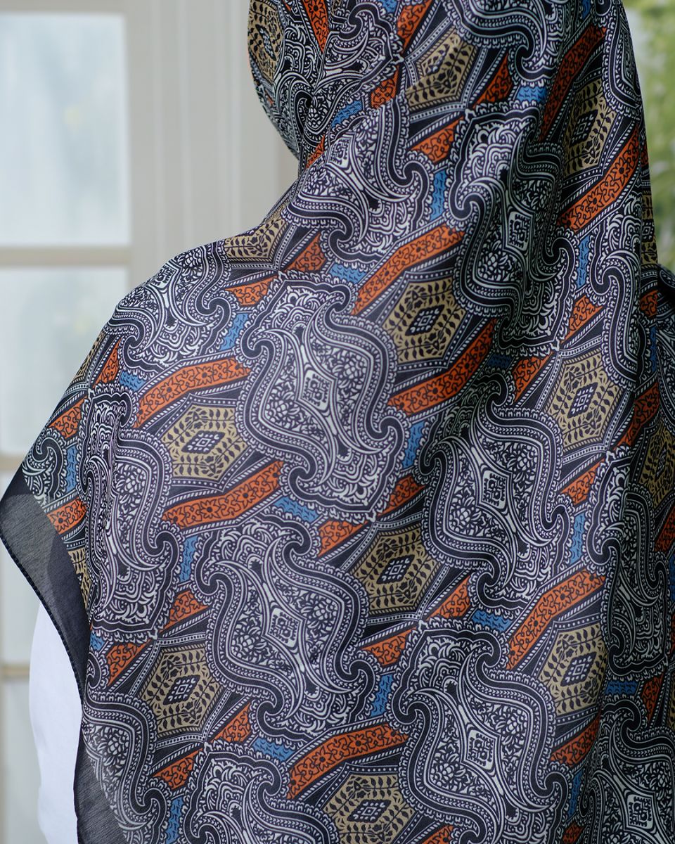 Pamuklu 120cm x 120cm Eşarp - Gri Tarçın