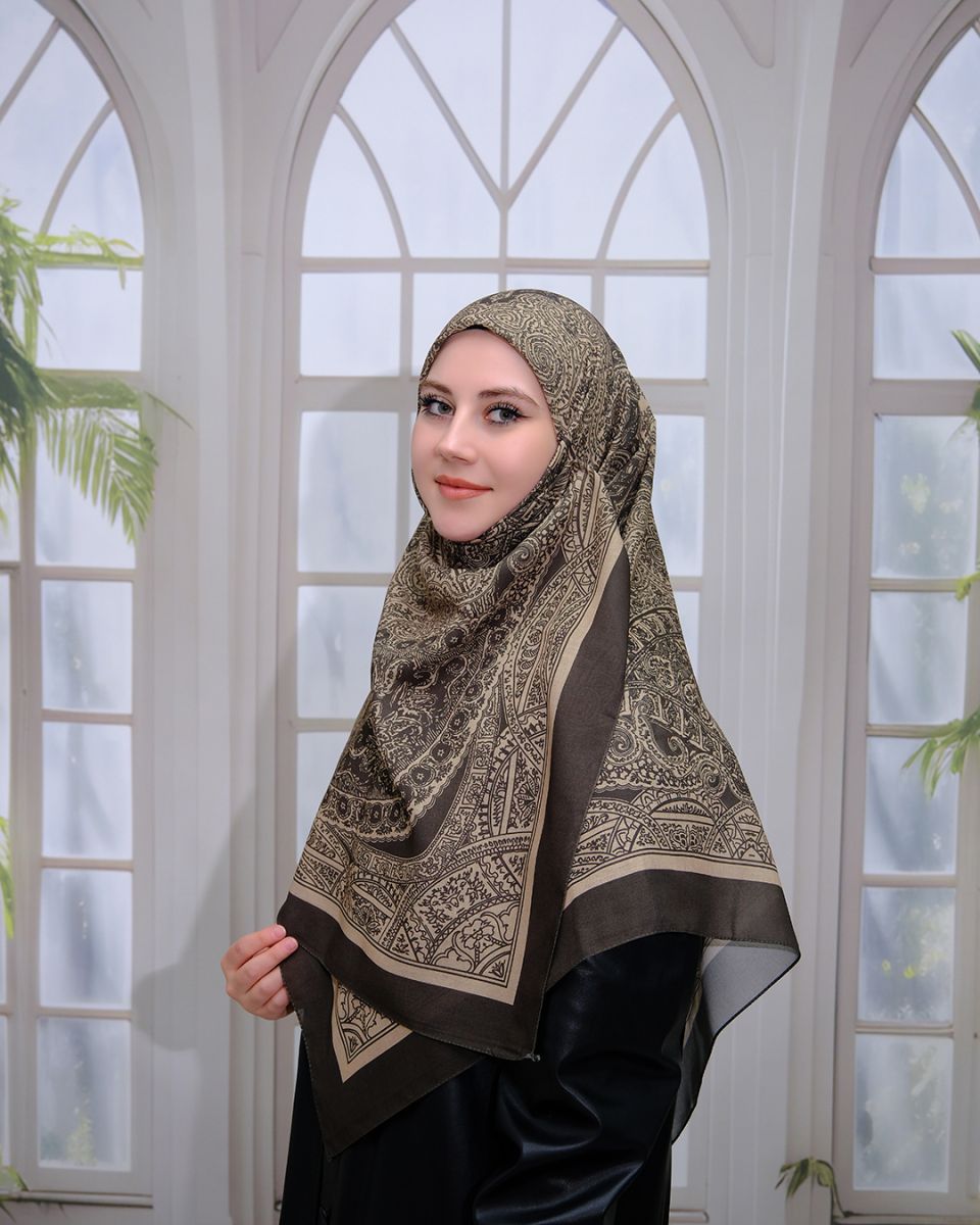 Pamuklu 120cm x 120cm Eşarp Haki