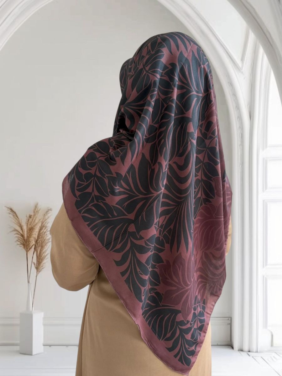 Pamuklu 120cm x 120cm Eşarp Harmoni Bordo