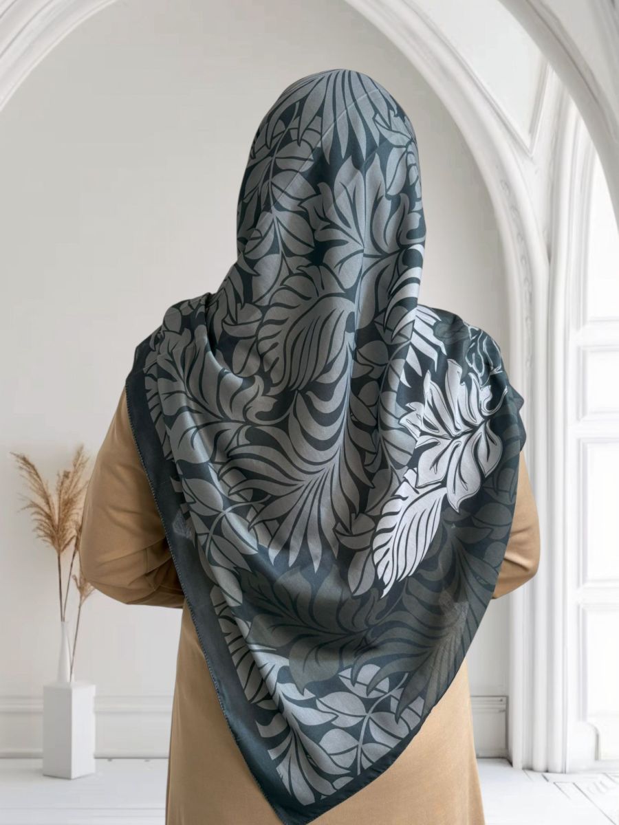 Pamuklu 120cm x 120cm Eşarp Harmoni Füme