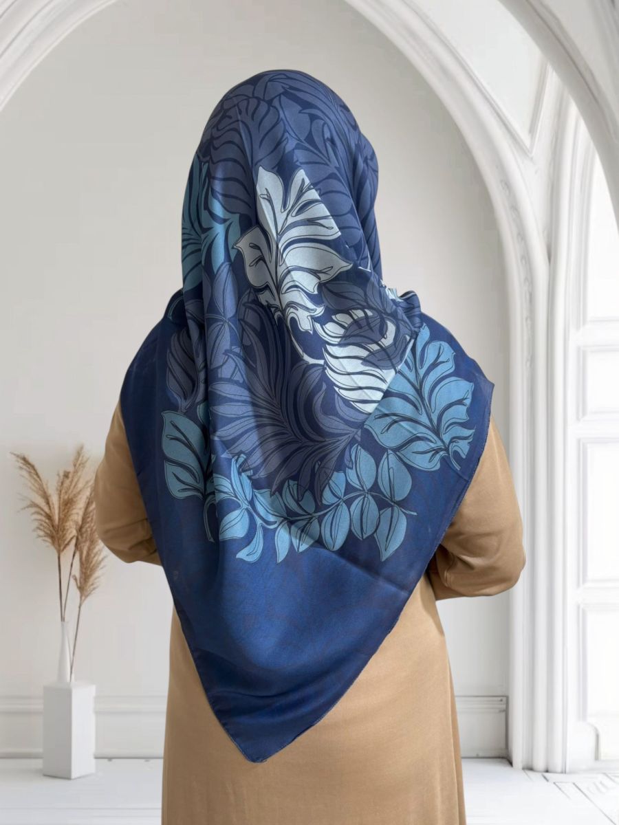 Pamuklu 120cm x 120cm Eşarp Harmoni İndigo