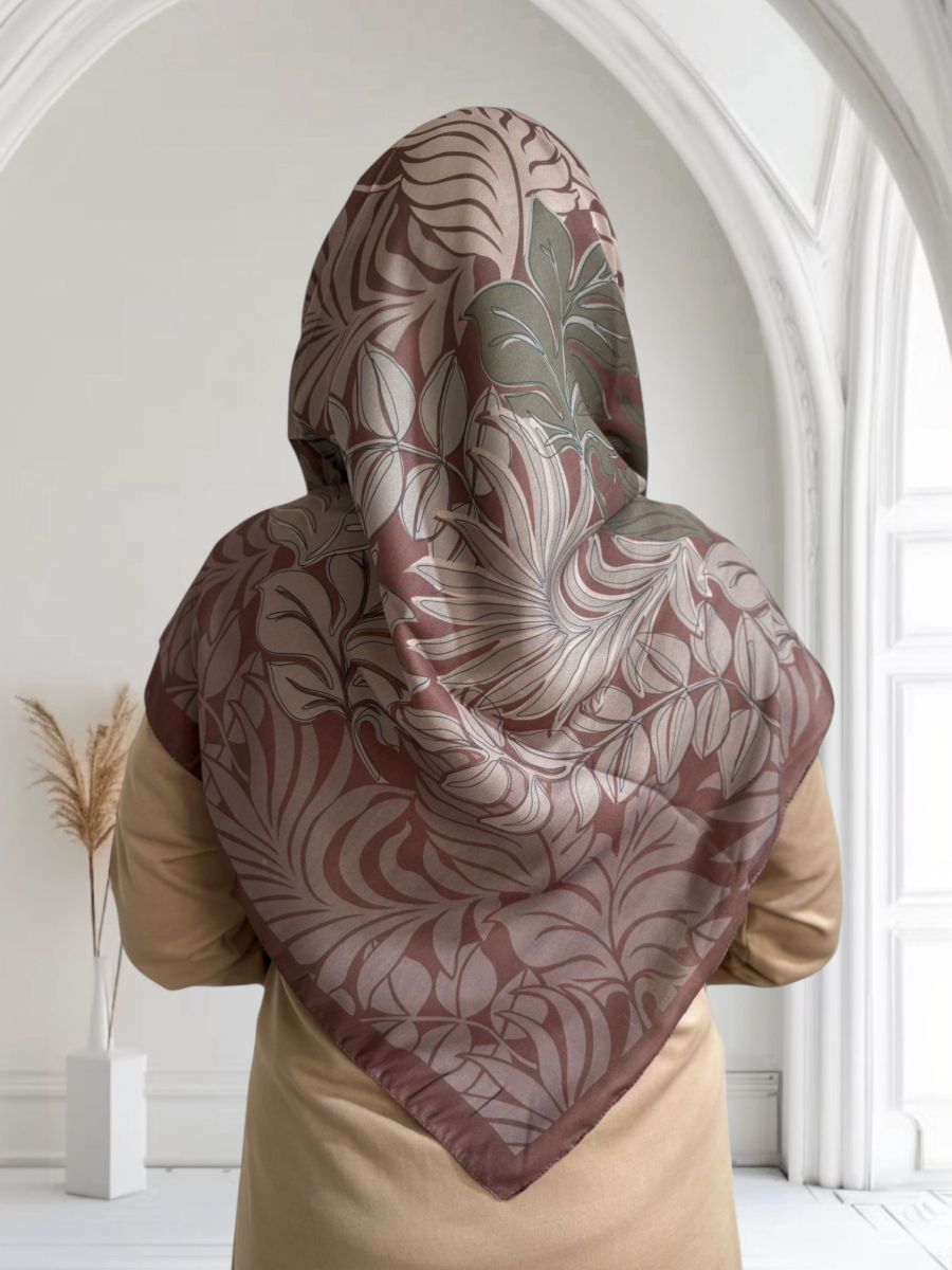 Pamuklu 120cm x 120cm Eşarp Harmoni Kahve
