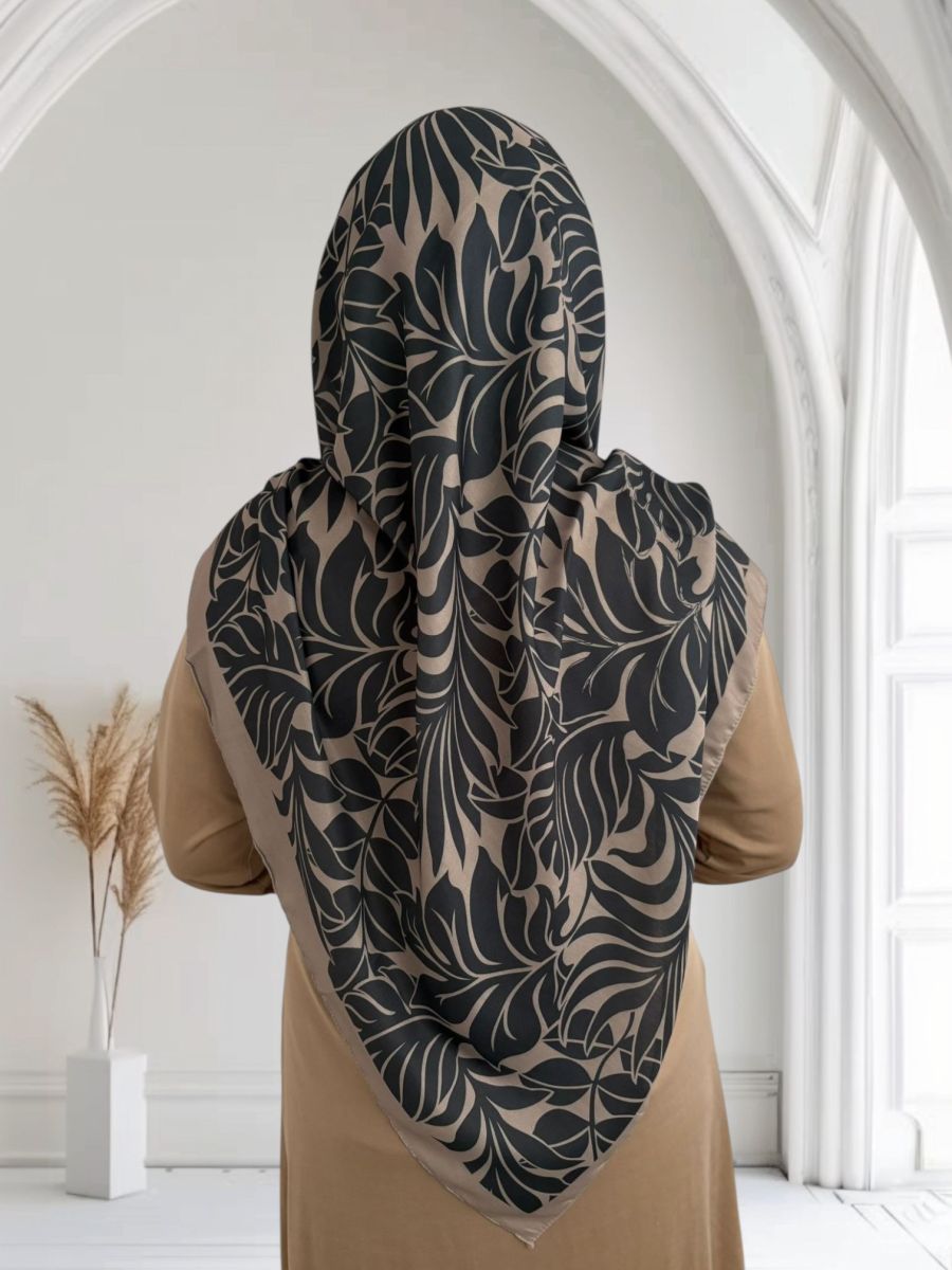 Pamuklu 120cm x 120cm Eşarp Harmoni Vizon