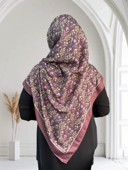  - Pamuklu 120cm x 120cm Eşarp Lalezar Bordo