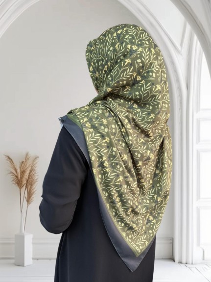  - Pamuklu 120cm x 120cm Eşarp Lalezar Haki