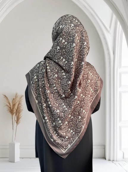  - Pamuklu 120cm x 120cm Eşarp Lalezar Kahve