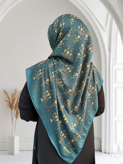  - Pamuklu 120cm x 120cm Eşarp Lalezar Zümrüt