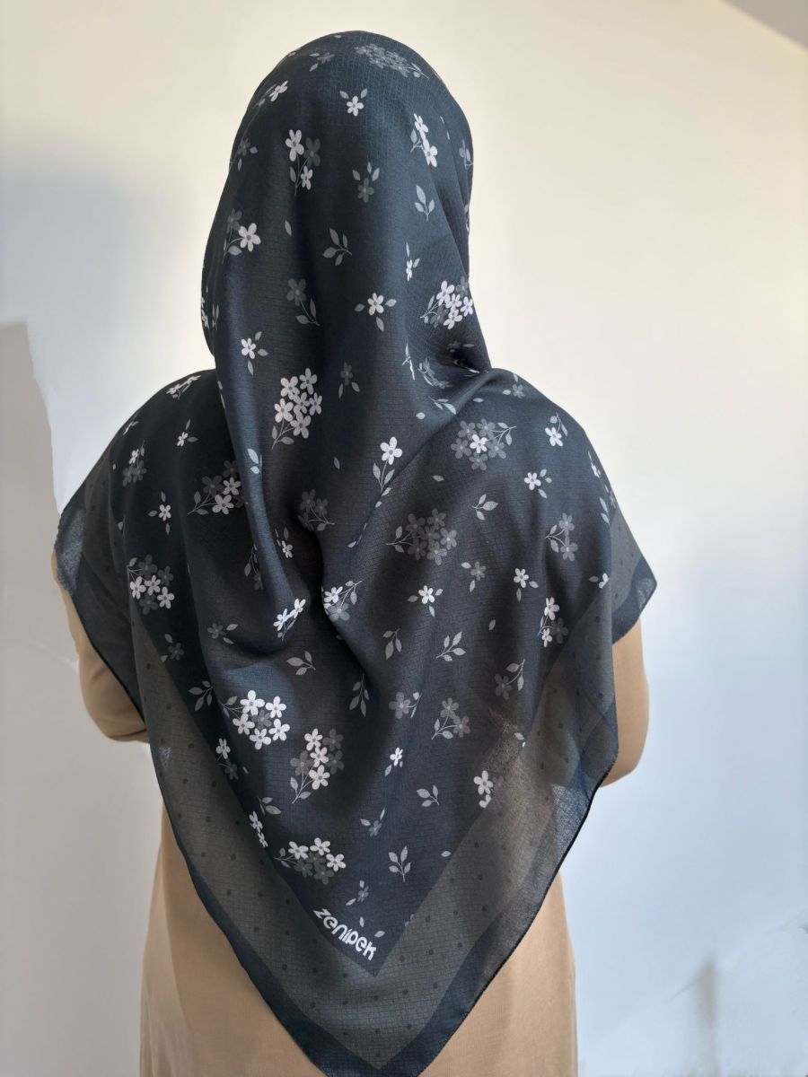 Pamuklu 120cm x 120cm Eşarp Leylak Esintisi Füme