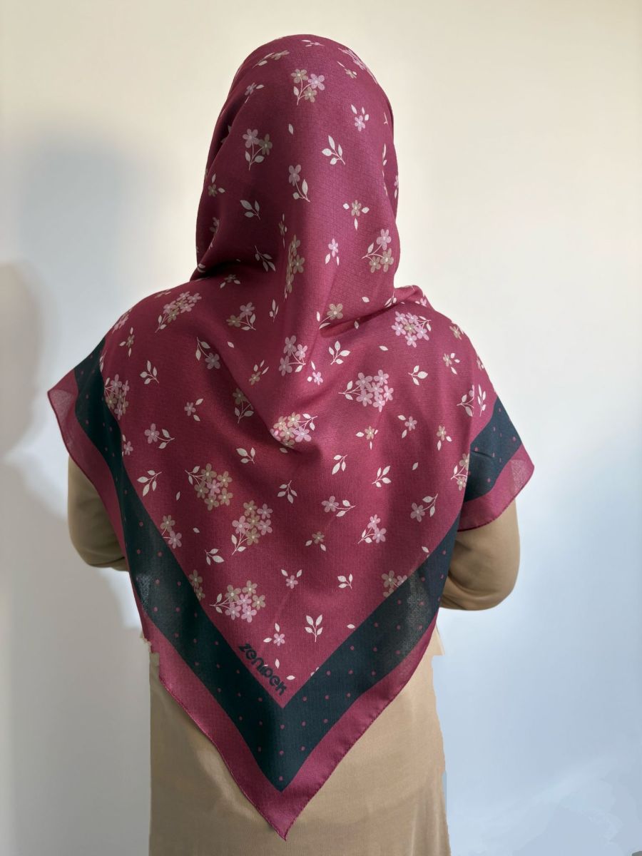 Pamuklu 120cm x 120cm Eşarp Leylak Esintisi Gül Kurusu
