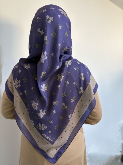  - Pamuklu 120cm x 120cm Eşarp Leylak Esintisi Mor