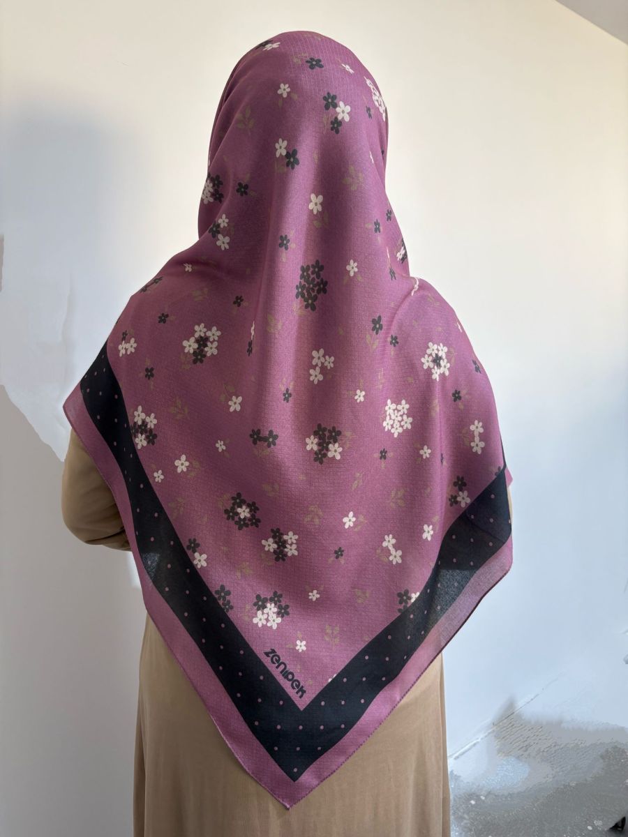Pamuklu 120cm x 120cm Eşarp Leylak Esintisi Pembe