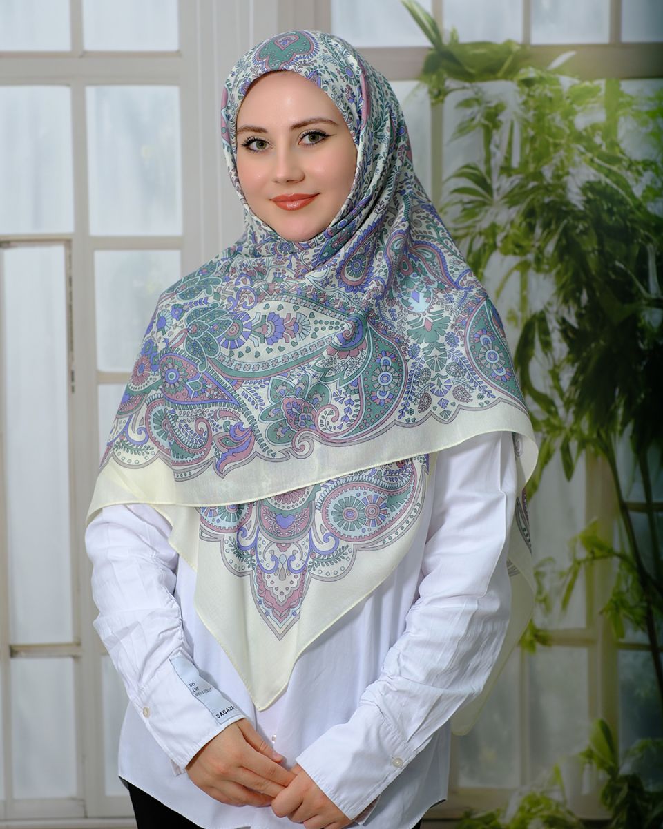Pamuklu 120cm x 120cm Eşarp - Lila