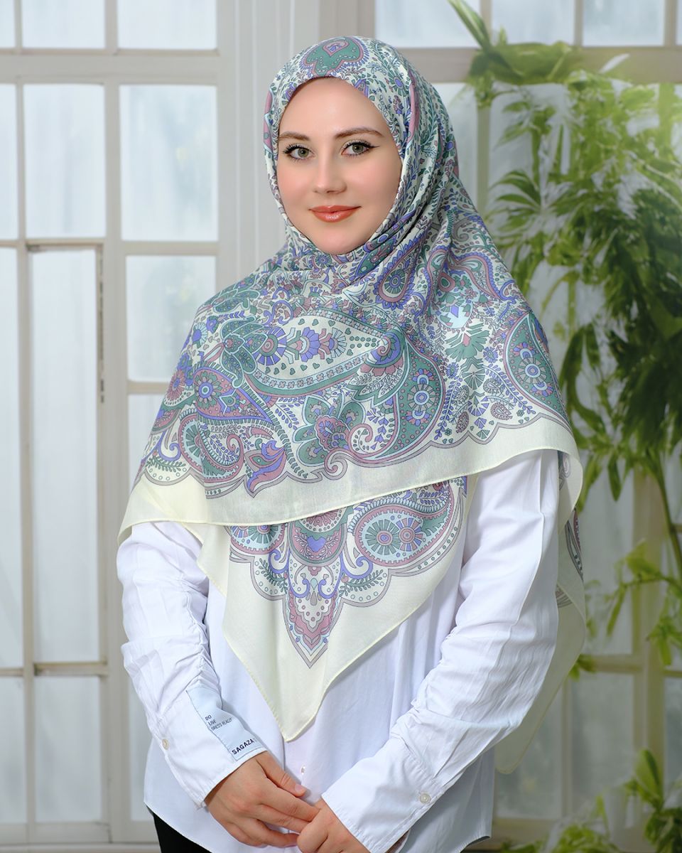 Pamuklu 120cm x 120cm Eşarp - Lila