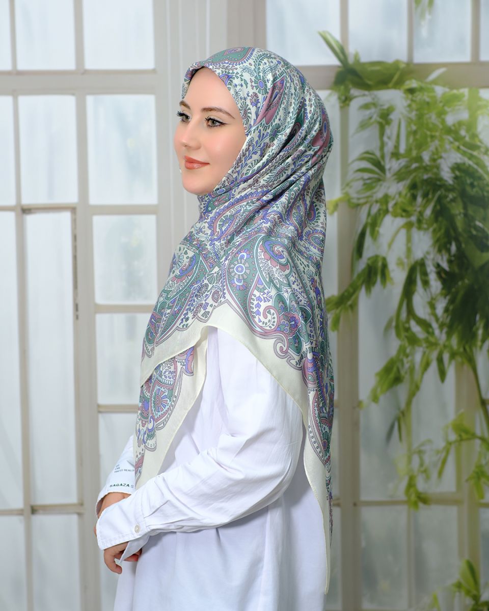 Pamuklu 120cm x 120cm Eşarp - Lila