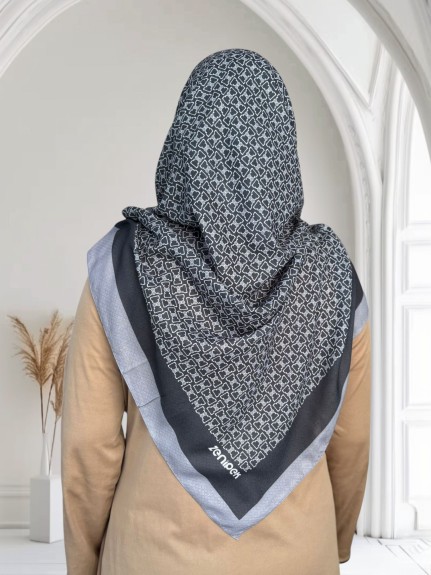  - Pamuklu 120cm x 120cm Eşarp Mira Gri