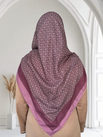  - Pamuklu 120cm x 120cm Eşarp Mira Gül Kurusu