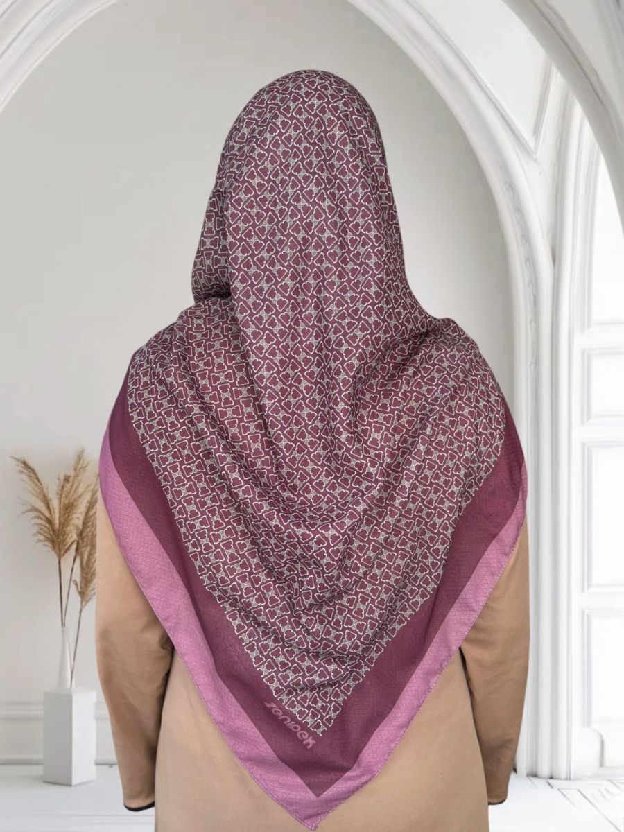 Pamuklu 120cm x 120cm Eşarp Mira Gül Kurusu