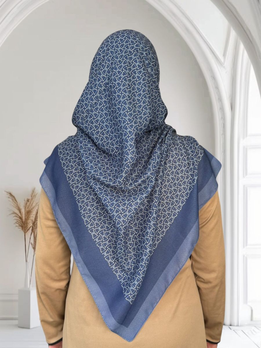 Pamuklu 120cm x 120cm Eşarp Mira İndigo