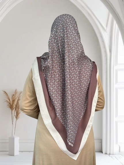  - Pamuklu 120cm x 120cm Eşarp Mira Kahve