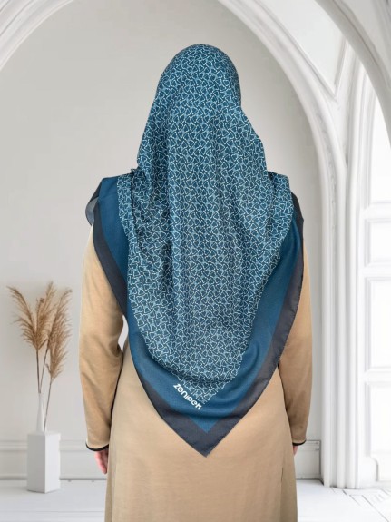  - Pamuklu 120cm x 120cm Eşarp Mira Petrol