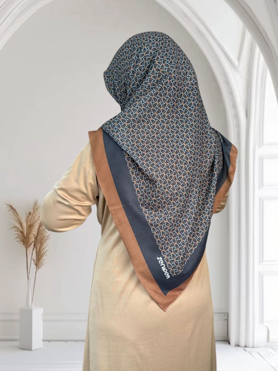 Pamuklu 120cm x 120cm Eşarp Mira Siyah