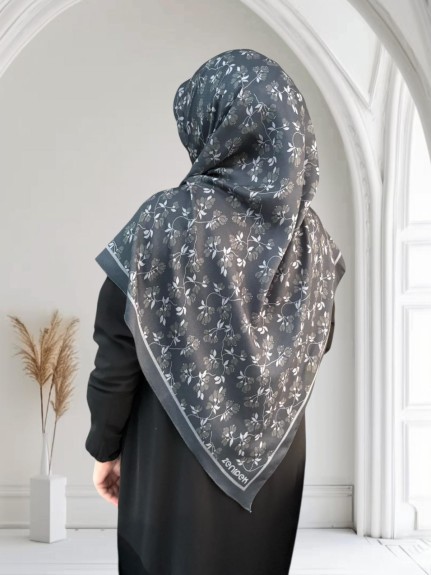  - Pamuklu 120cm x 120cm Eşarp Nazende Füme