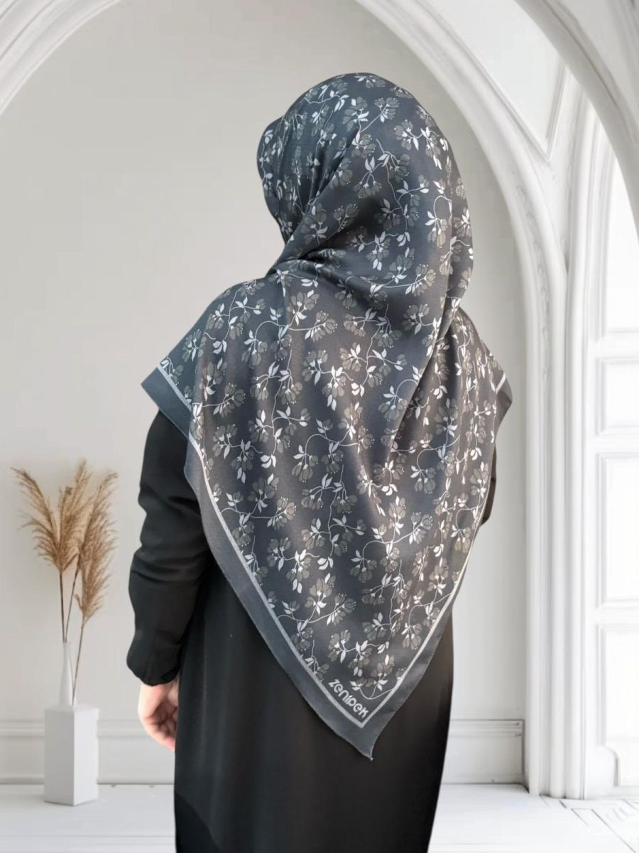 Pamuklu 120cm x 120cm Eşarp Nazende Füme