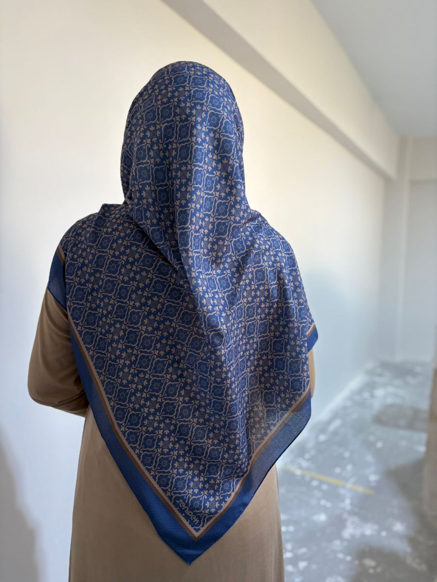 Pamuklu 120cm x 120cm Eşarp Nilüfer Vizon