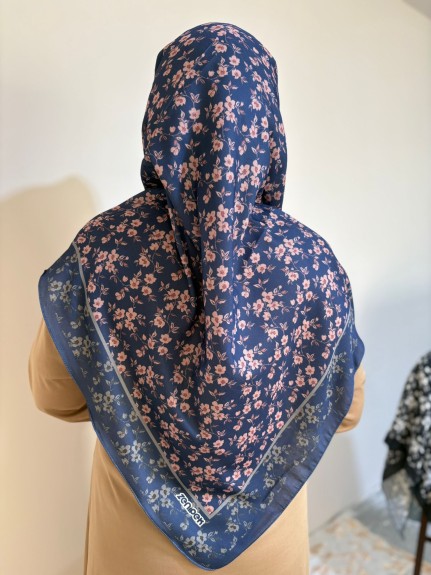  - Pamuklu 120cm x 120cm Eşarp Sonbahar Esintisi Pembe