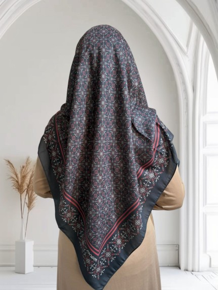  - Pamuklu 120cm x 120cm Eşarp Zarif Esinti Bordo