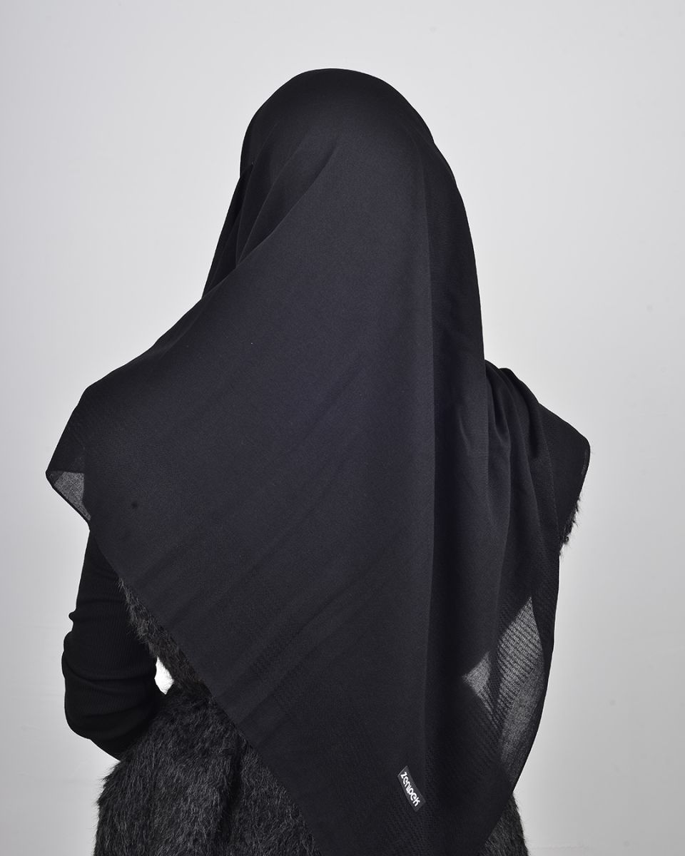 Pamuklu 120cm x 12cm Eşarp Düz Siyah