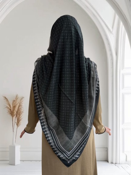  - Pamuklu 140cm x 140cm Eşarp Füme