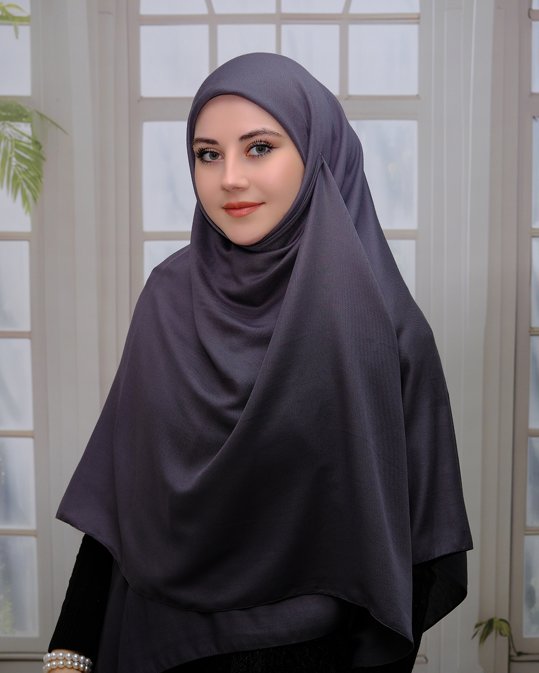 Pamuklu 140cm X 140cm Düz Eşarp - Füme
