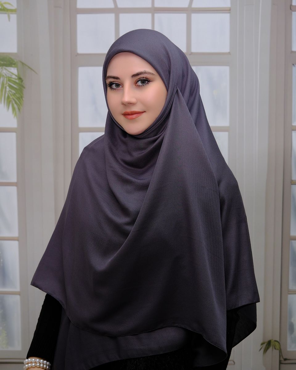Pamuklu 140cm x 140cm Düz Eşarp - Füme