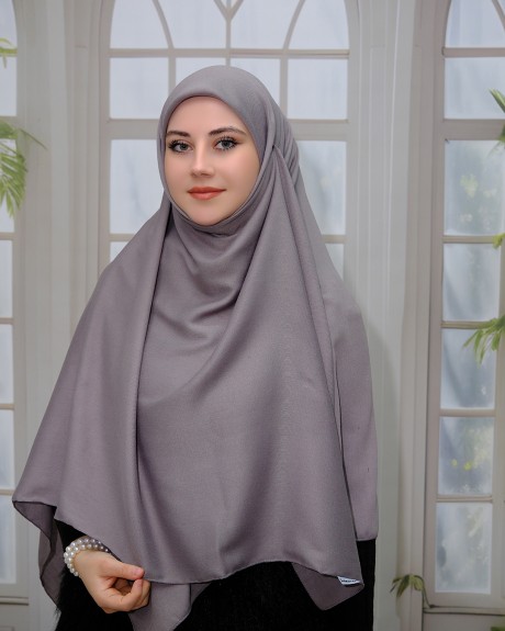  - Pamuklu 140cm x 140cm Düz Eşarp - Gri