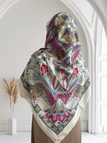  - Pamuklu 140cm x 140cm Eşarp Gül Kurusu