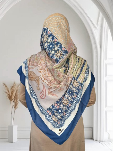  - Pamuklu 140cm x 140cm Eşarp Lacivert