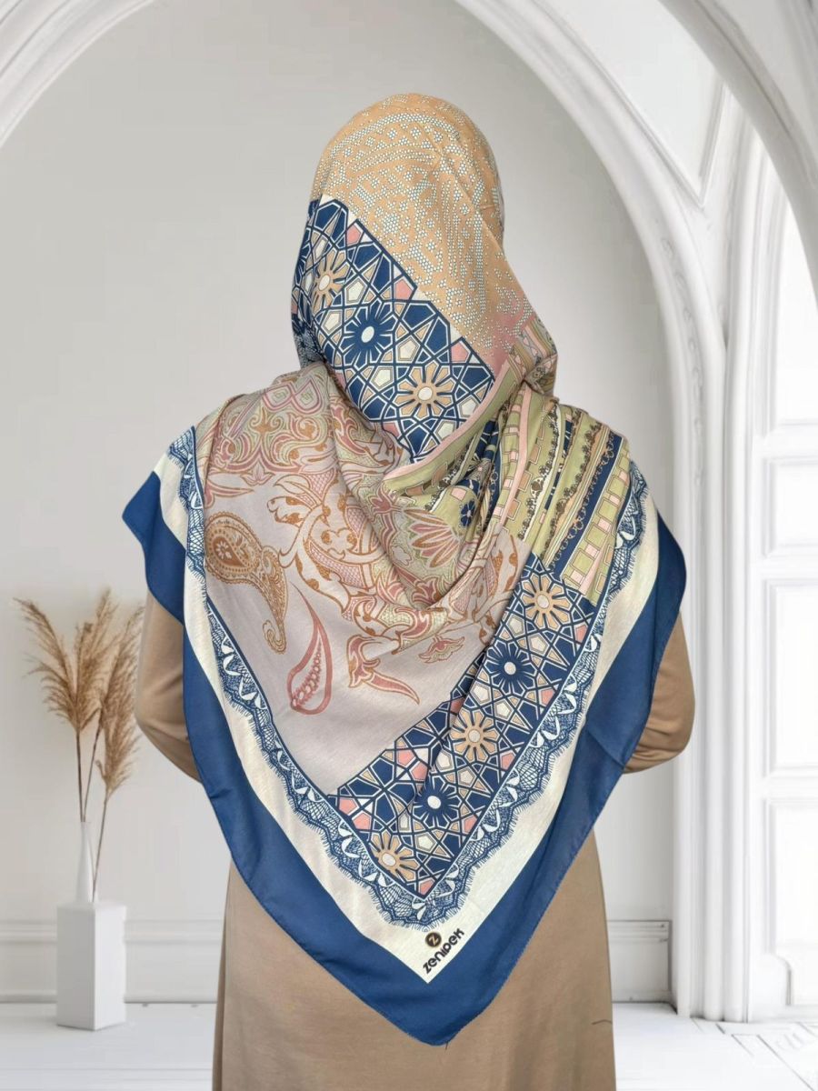 Pamuklu 140cm x 140cm Eşarp Lacivert