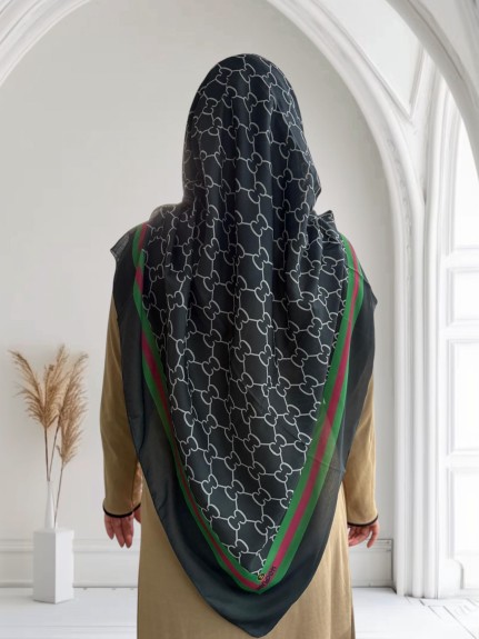  - Pamuklu 140cm x 140cm Eşarp Siyah