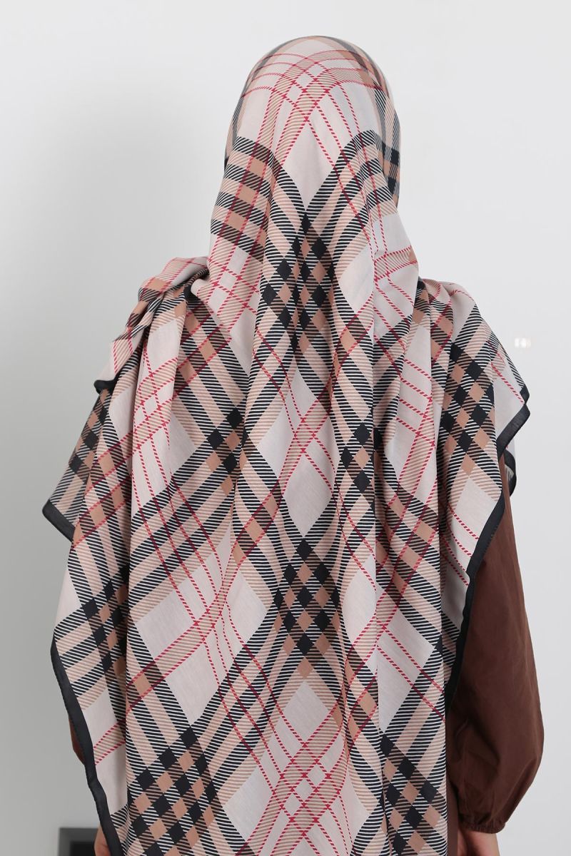 Pamuklu 140cm x 140cm Şal Eşarp - Ekose