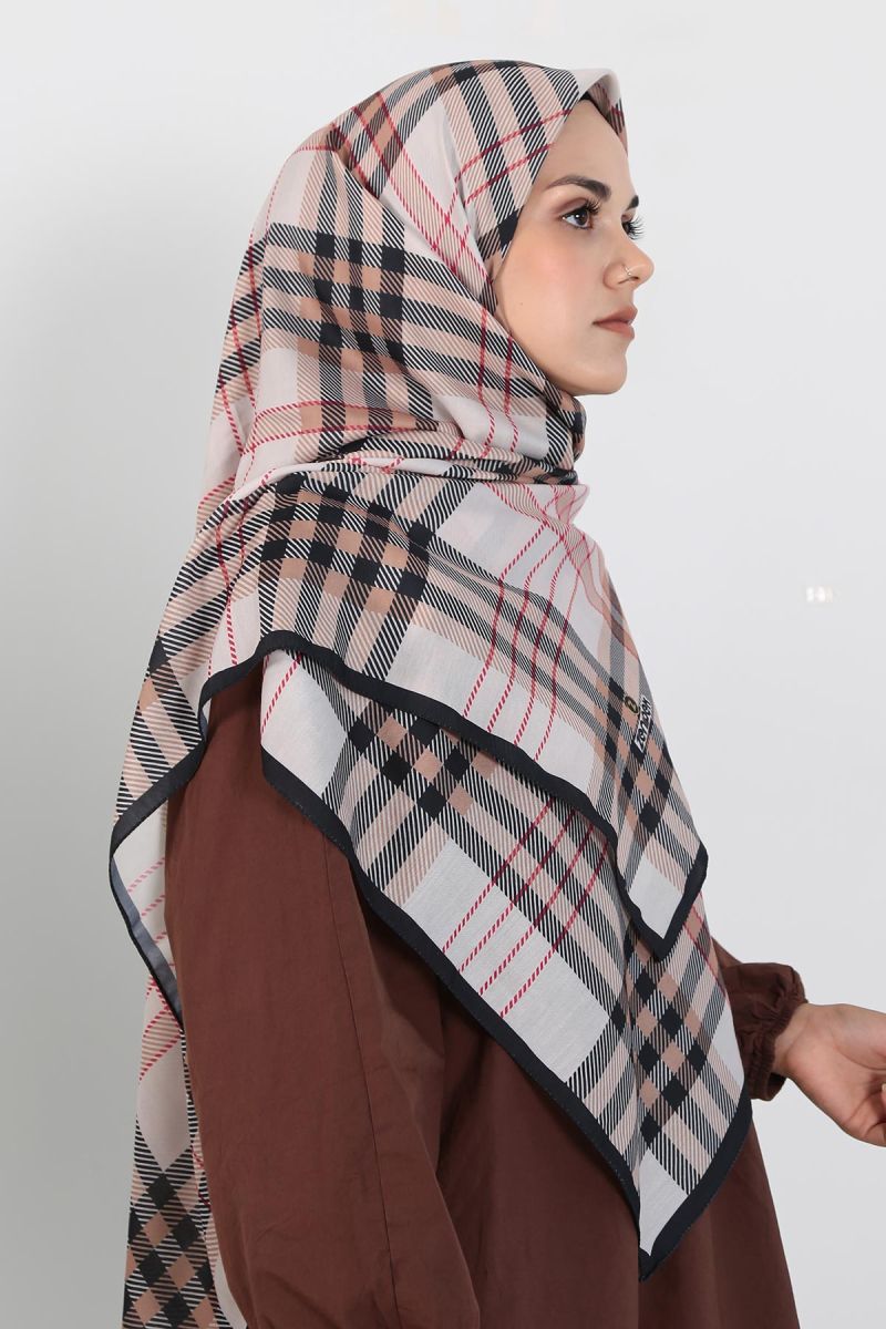 Pamuklu 140cm x 140cm Şal Eşarp - Ekose