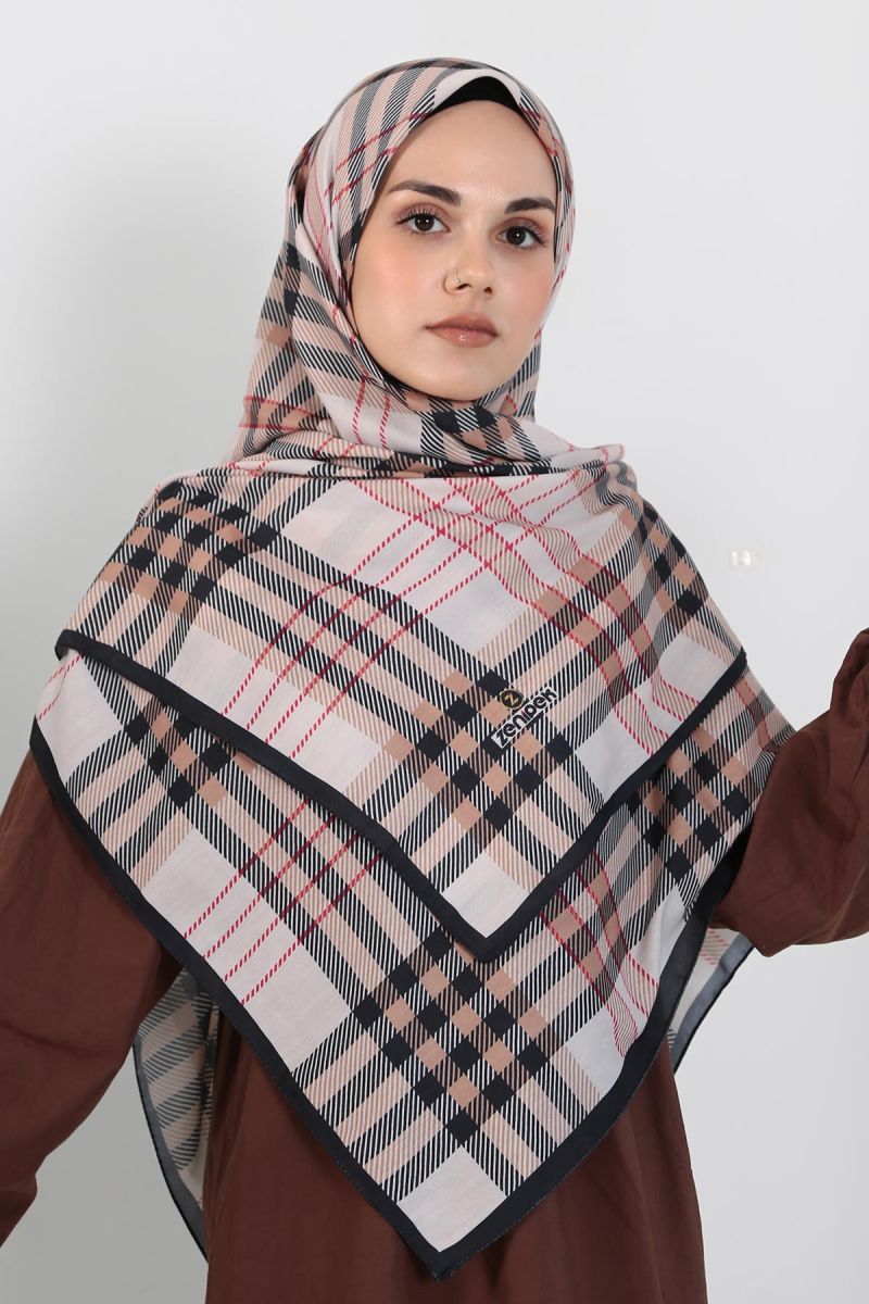 Pamuklu 140cm x 140cm Şal Eşarp - Ekose